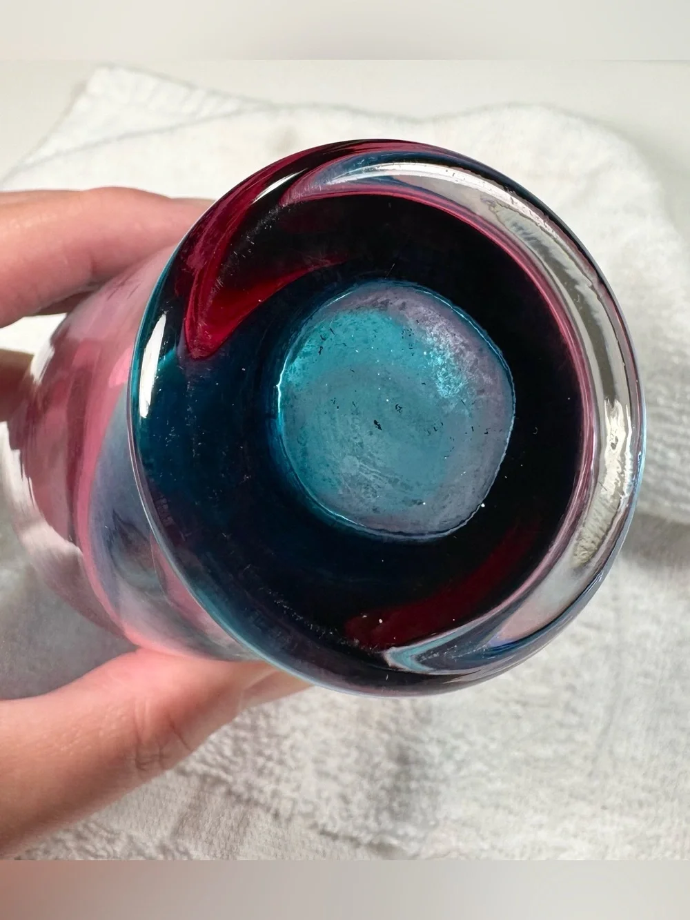 Vintage Lefton (?) Blue Pink Cotton Candy Vase Mid Century Modern 6.5